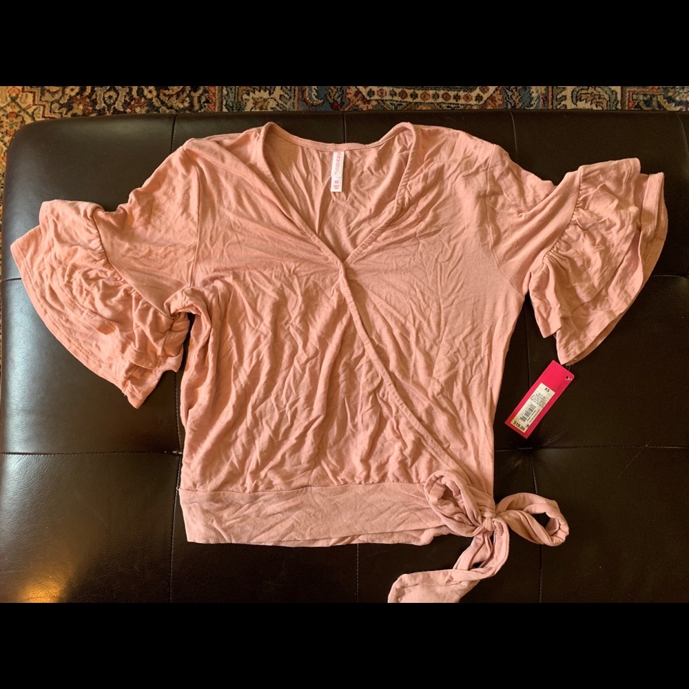 Blush Pink Faux Wrap Crop Top
